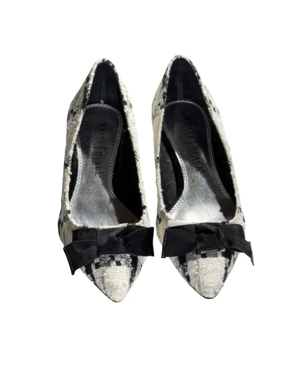 White House Black Market Sawyer Tweed Heels With Bow Accent Size 8 1/2M - Picture 10 of 11